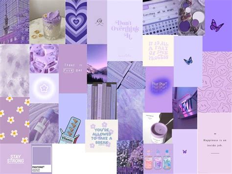 Purple Aesthetic Wall Collage Danish Uni Digital Prints Pastel