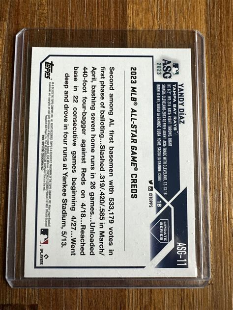 Yandy Diaz 2023 Topps Update All Star Game BLUE BORDER Tampa Bay Rays