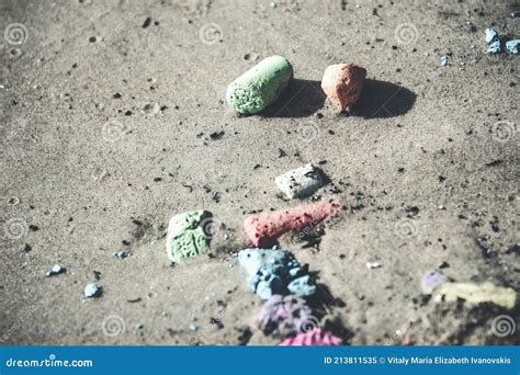 Colored Crayons In The Sand Background Abstraction Stock Image Image