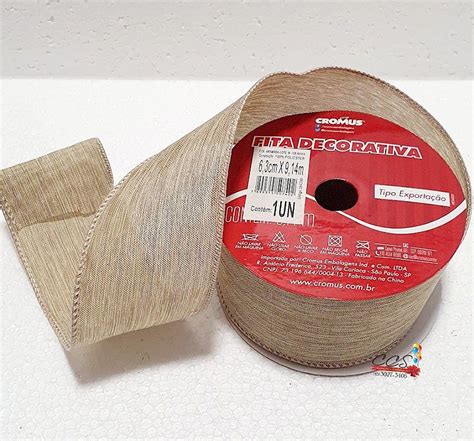 Fita Aramada de Natal Lisa Nude x cm Ref Cromus CCS Decorações