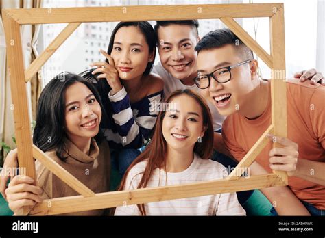 Group Of Asian People Happy Young Asian Group Walking Together Stock