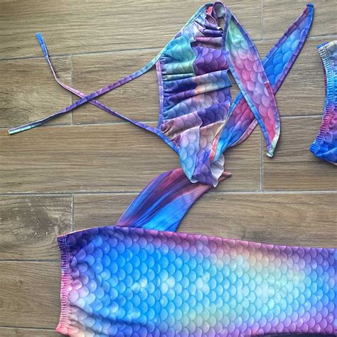 Girls Mermaid Tail Swimsuit Princess Cosplay Bikini For Beach Swimming Outlettrends Free