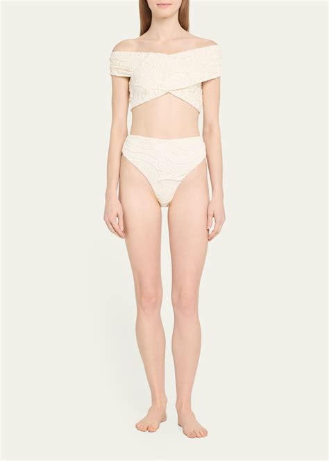 Patbo Jacquard High Leg Bikini Bottoms Bergdorf Goodman