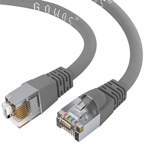 Gowos Cat6a Shielded Ethernet Cable 50 Feet Gray 26awg Network Cable With Gold Plated Rj45