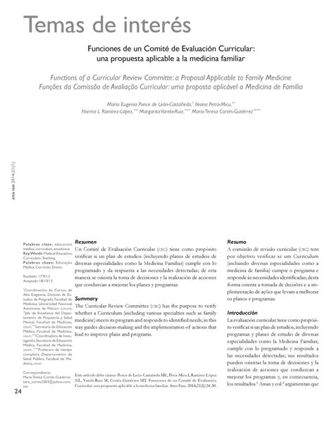 Funciones De Un Comit De Evaluaci N Curricular Una Propues 2014 Atenci