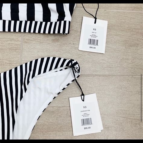 Onia Black White Stripe Bikini Swim Set Size Xs Gem