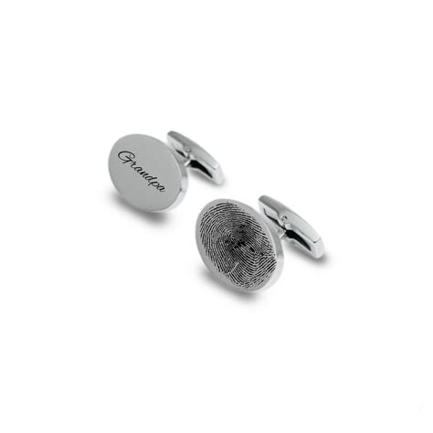 Memorial Fingerprint Engraved Oval Cufflinks