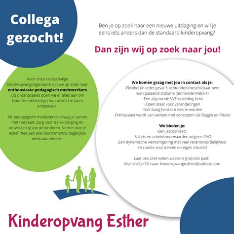 Vacature Pedagogisch Medewerker Kinderopvang Esther