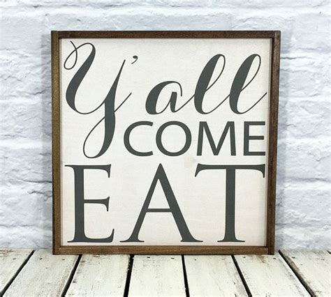 Farmhouse Decor Sign Yall Come Eat Sign Farmhouse Sign Framed Sign