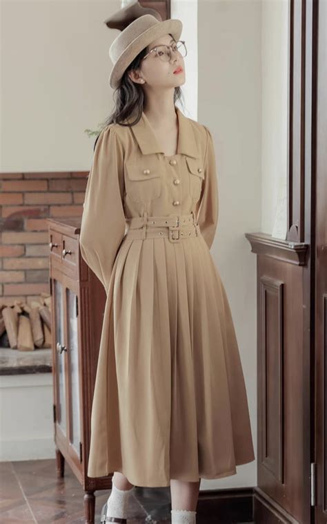 Detective Trench Dress Khaki Megoosta Fashion