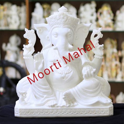 Polished Moorti Mahal White Marble Ganesh Statue God Statue At Rs