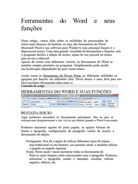 Ferramentas Do Word É Suas Funções - Ferramentas e Funções do Word | PDF | Microsoft Word | Tipografia