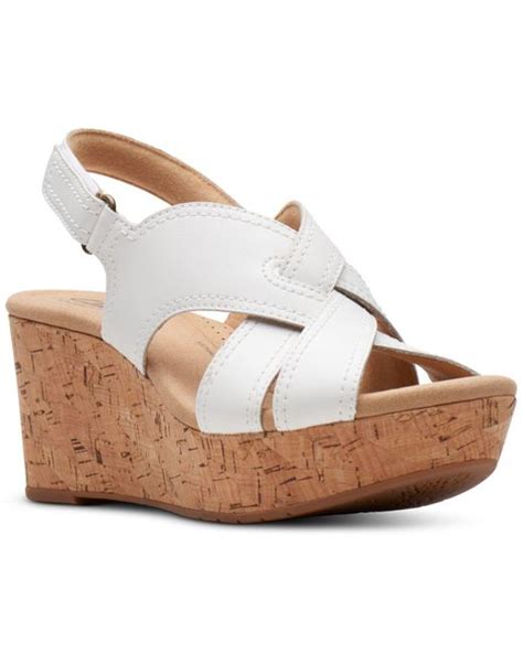 Clarks Rose Erin Woven Strap Wedge Sandals Lyst