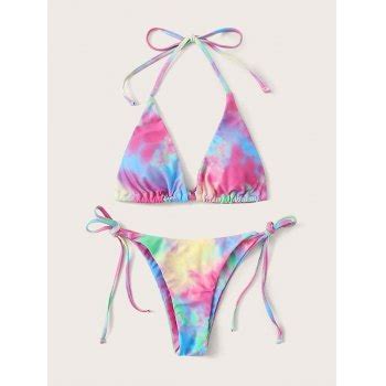 Emmiol Kostenloser Versand Tie Dye Halfter Bikini Set Lila S Von Bikinis Im Online Shop