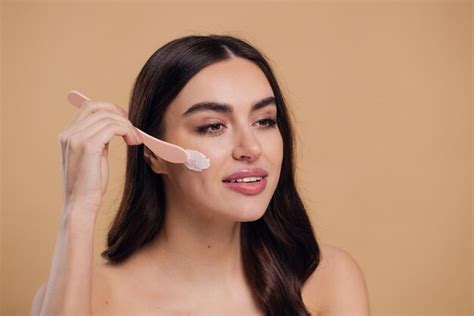 Premium Photo Half Naked Woman Face And Brush Cream For Beauty