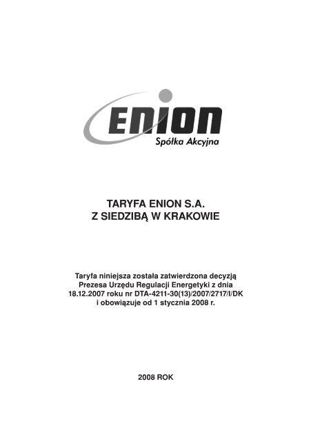 taryfa enion sa z siedzibą w krakowie TAURON Dystrybucja