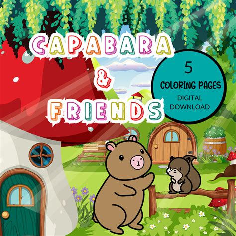 Capybara and Fuzzy Friends Coloring Pages - squeakysquirrelschoolhouse.com