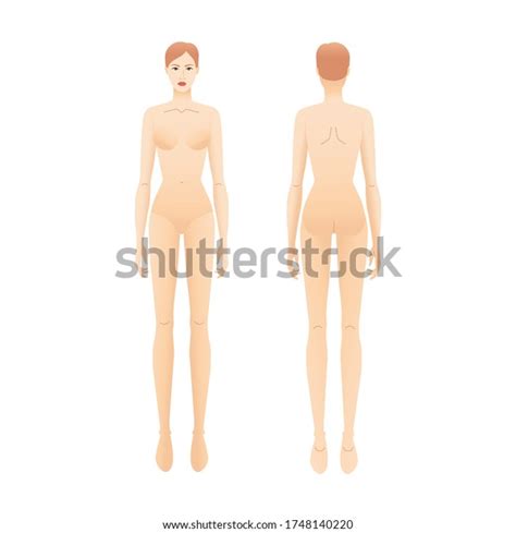 Fashion Template Nude Standing Women 9 Stock Vector Royalty Free 1748140220 Shutterstock