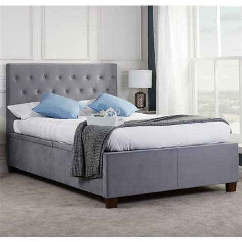 Cologne Fabric Double Bed In Grey Furniture In Fashion