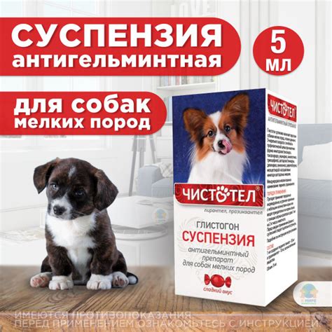 Суспензия Чистотел Глистогон от гельминтов для собак мелких пород ...