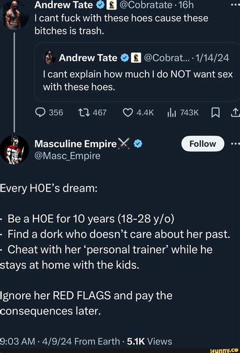 Andrew Tate I Cobratate I Cant Fuck With These Hoes Cause These Bitches Is Trash Andrew Tate