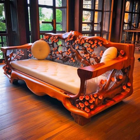 Introducing The Cherry Blossom Epoxy Wood Sofa A Fusion Of Nature And