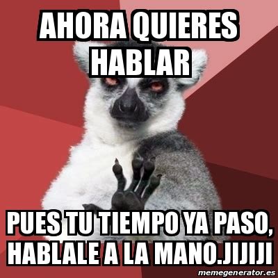 Meme Chill Out Lemur AHORA QUIERES HABLAR PUES TU TIEMPO YA PASO