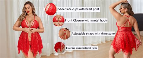 Avidlove Plus Size Lingerie Lace Babydoll Womens Teddy Chemise V Neck Nighty Mesh Sleepwear