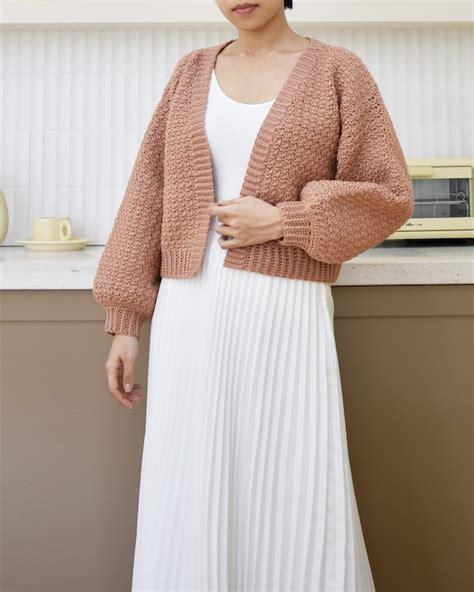 Easy Crochet Cardigan Pattern Balloon Sleeves Cardigan Etsy