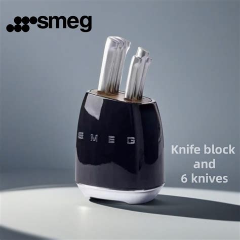 Набор ножей SMEG с подставкой 6 ножей из нержавеющей стали для кухни ...