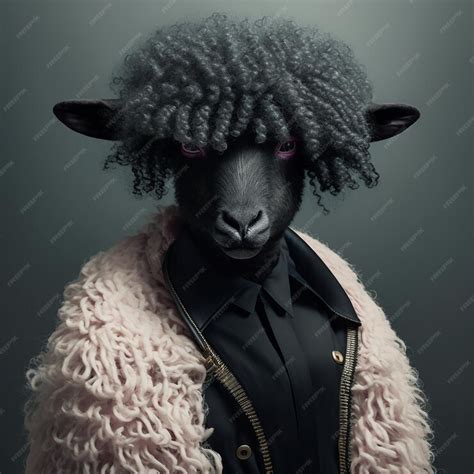 Premium AI Image | A sheep with a pink jacket and black eyes is ...