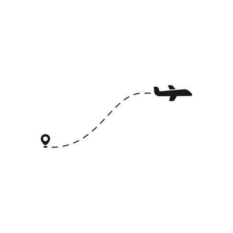Airplane flight dashing line. Airlines plane line path, travel flights