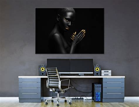 Beautiful Woman Wall Art Black Woman Canvas Print Black Wall Etsy