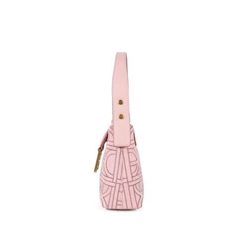 Bolsa Hobo Textil Monograma Bordado Color Rosa Cloe Factory Store