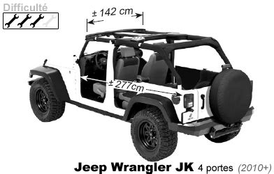 Vorderes Bikini Verdeck für 4x4 Jeep Wrangler JK 4 Türer 2010 4x4 in Vinyl