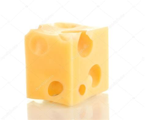 Cheese cube isolated on white — Stock Photo © belchonock #19277991