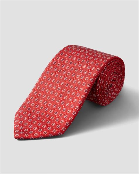 Red Geometric Print Silk Tie Eton