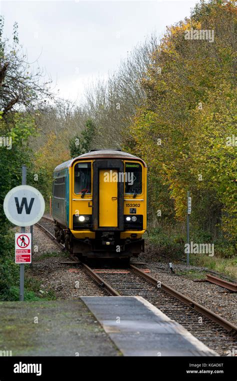 Arriva Trains Wales 153 Train On The Heart Of Wales Line Arriving At