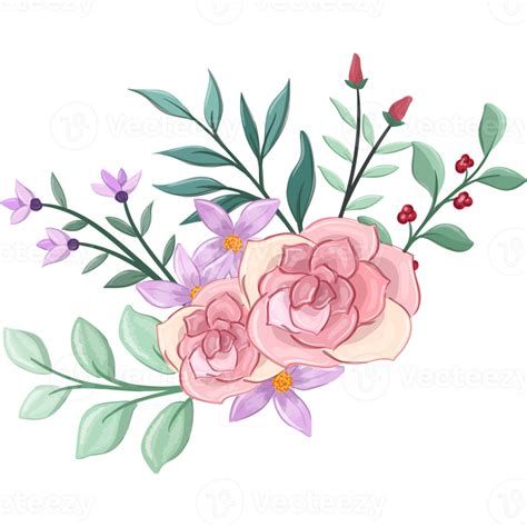 Pink Flower Arrangement With Watercolor Style 15740129 PNG