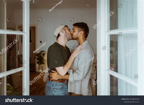 Side View Romantic Gay Couple Kissing Stock Photo Shutterstock