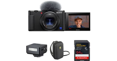 sony sony zv  digital camera  mini flash kit black bh