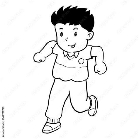 Hand drawing of boy running -Vector Illustration Stock Vector | Adobe Stock