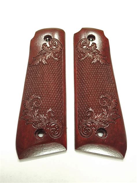 Floral Checker Rosewood Ruger Mark Iv 2245 Grips Checkered Engraved T Ls Grips