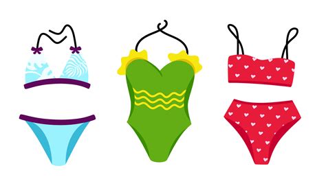 Collection De Maillots De Bain L Gants Et Sous V Tements Bikini Illustration Vectorielle De
