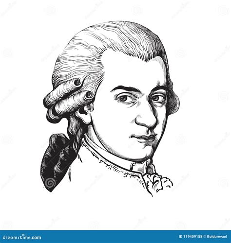 Wolfgang Amadeus Mozart Vector Portrait Stock Vector Illustration