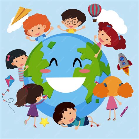 Mundos Felices - Niños felices en todo el mundo | Vector Premium