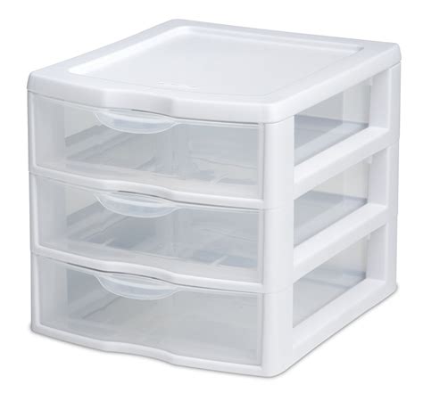 Sterilite Narrow Clear View 3 Drawer Cart Storage Portable Container