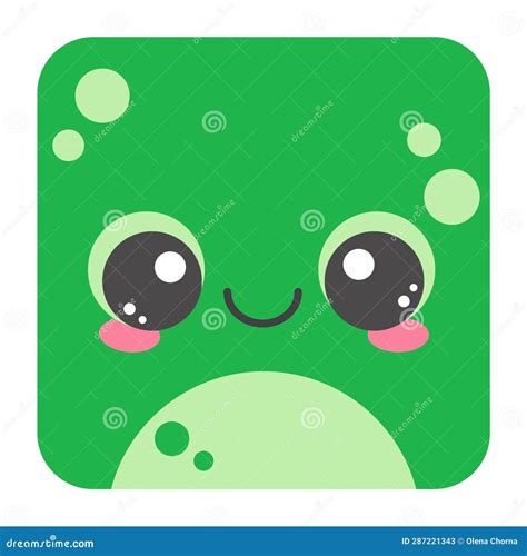 Cute Square Frog Face Cartoon Head Of Animal Character Minimal Simple