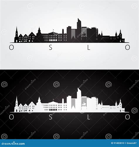 Oslo Skyline And Landmarks Silhouette Vector Illustration