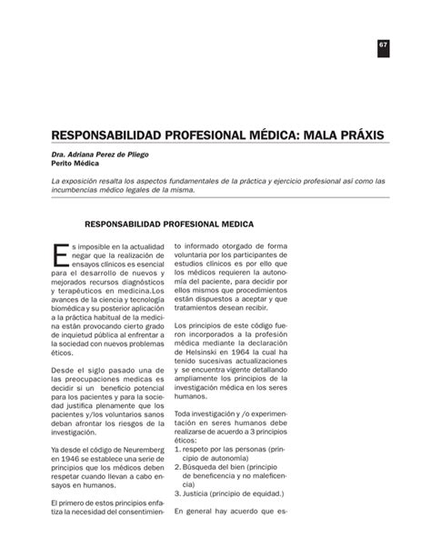 Responsabilidad Profesional M Dica Mala Pr Xis